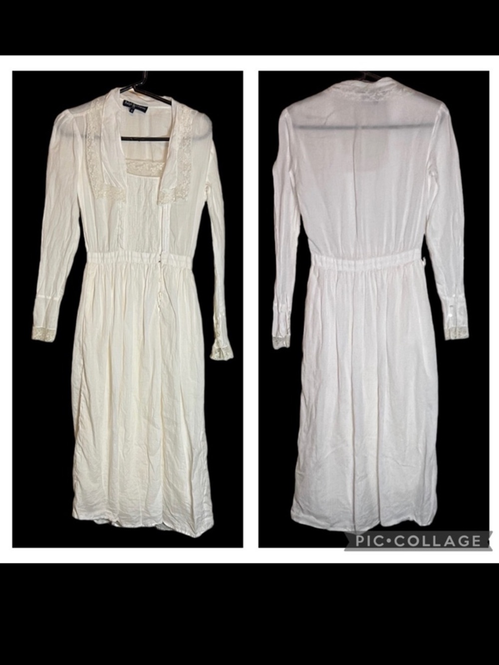 Vintage 1970’s Ralph Lauren White Linen Dress xs Prairie Boho Romantic Wedding